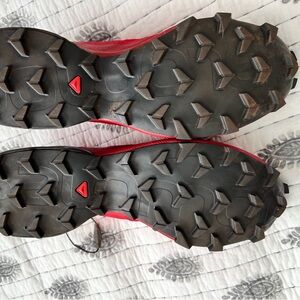 Salomon Red Trail Running Shoes with Aggressive Tread